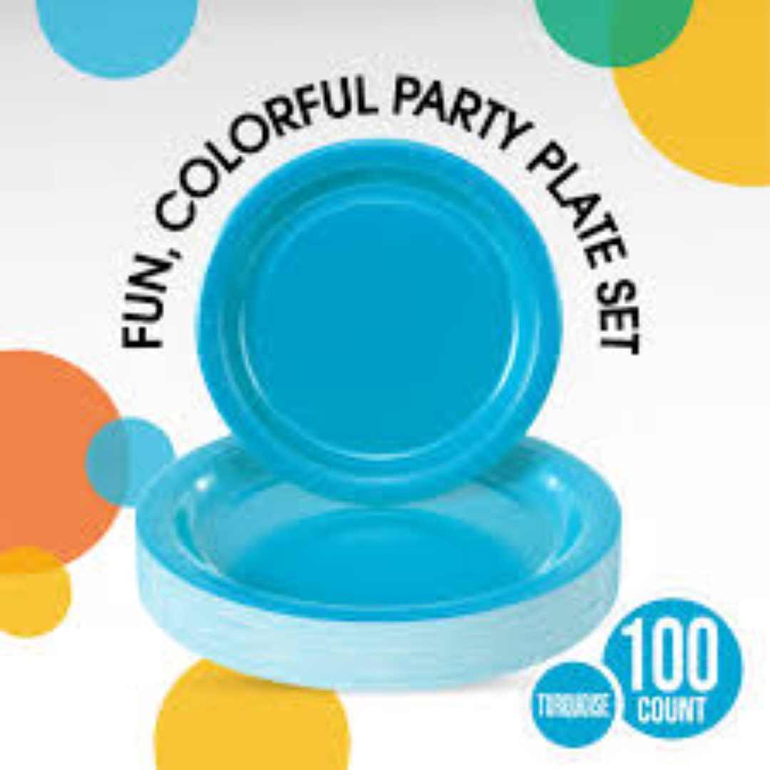 "ECSTACY 7.5"" PAPER PLATE DESIGN 4 TURQUOISE"